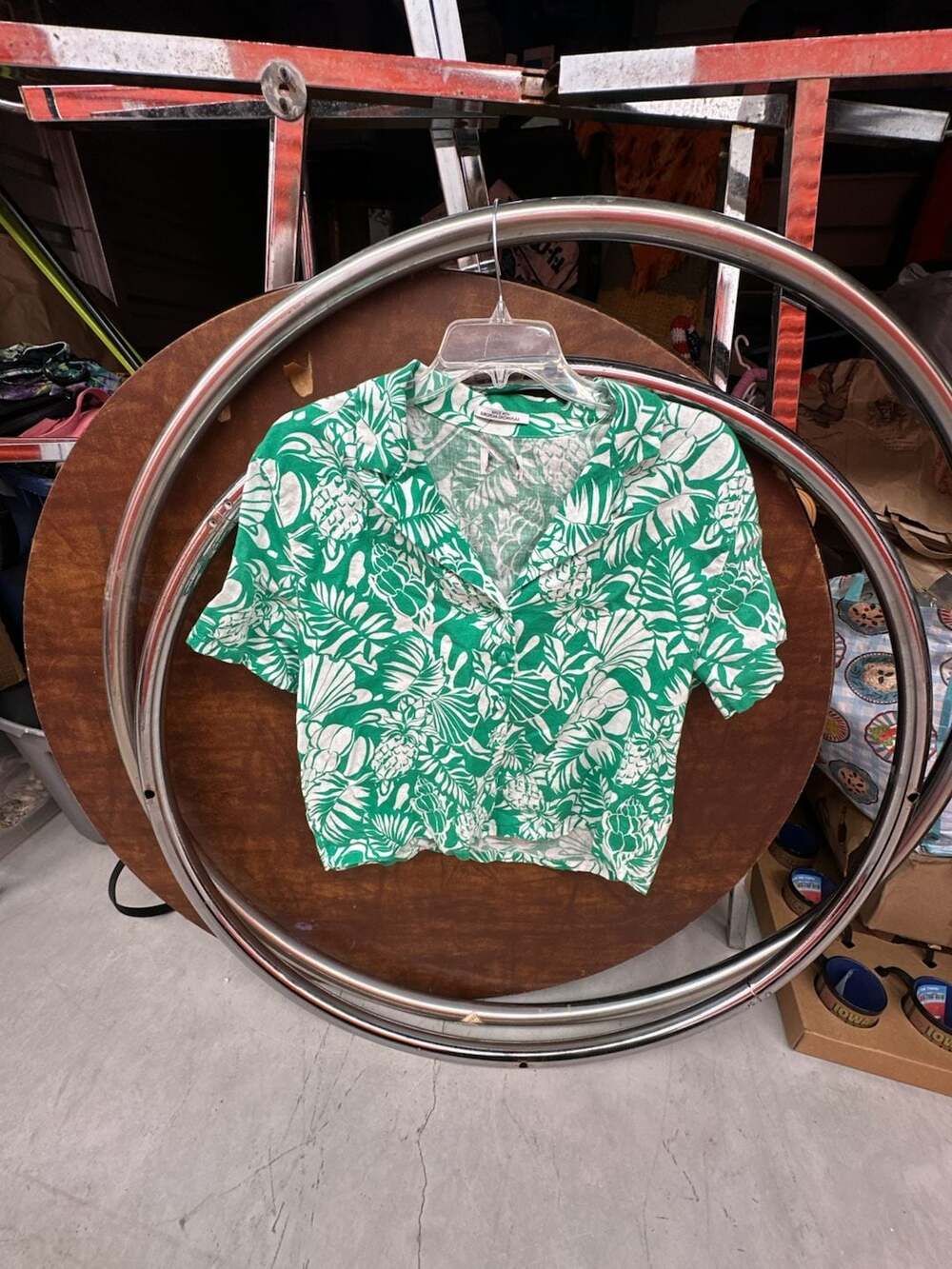 Nicole Miller 100% Linen Women's Green Floral